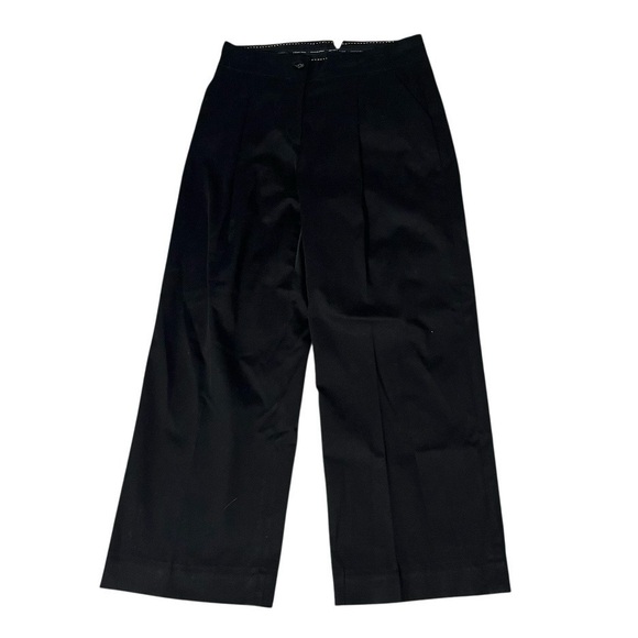 ANTHROPOLOGIE Black Pants The Essential Wide Leg Buckle Back Womens Size 8 - Picture 3 of 10